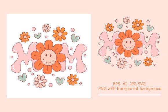 Retro Mom Illustration: A Nostalgic Touch for Custom Embroidery